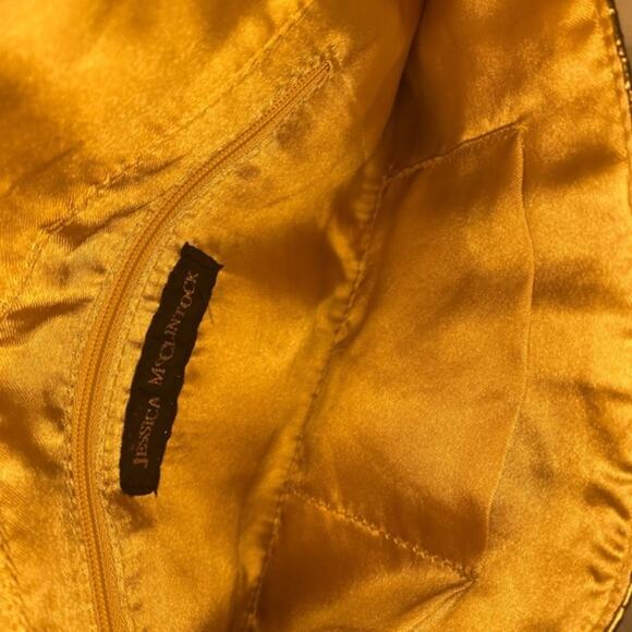 Jessica McClintock Gold Faux Crocodile Clutch Shoulder Bag - Picture 4 of 8